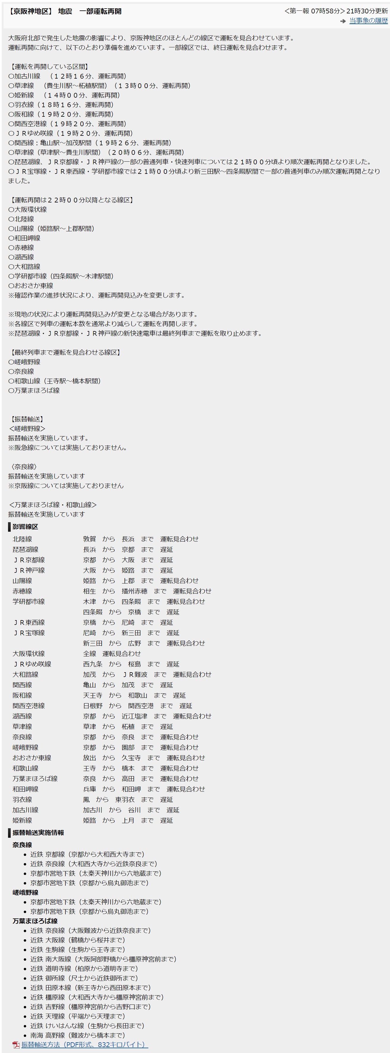 Jr大阪全線6 18の復旧はいつ 地震の影響や運転再開についても 柊せんせーの講座